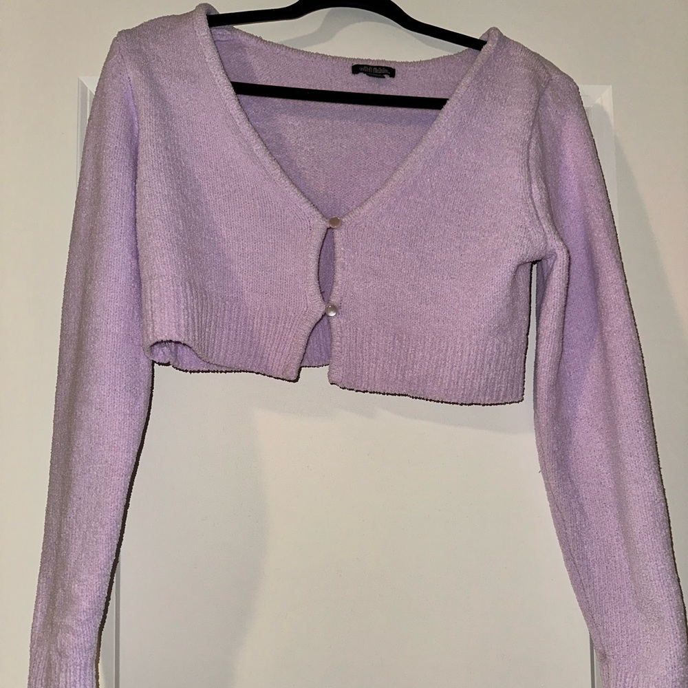Size M Wild Fable Cropped Fuzzy Cardigan Light Violet
